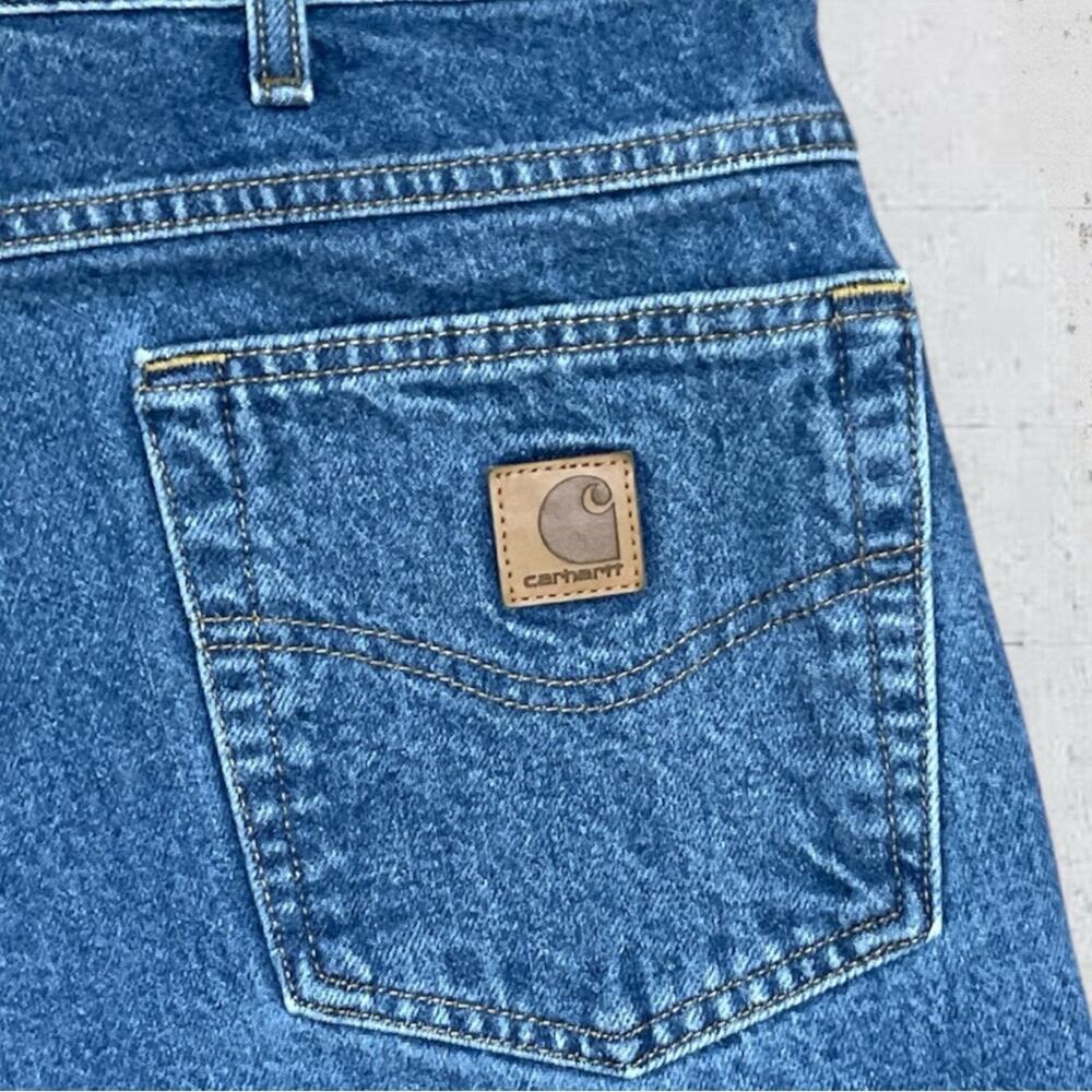 Carhartt Relaxed Fit Denim Blue Jeans Mens 40X32 Work 817 DST - Picture 6 of 10